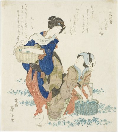 Zwei Frauen sammeln Kräuter von Katsushika Taito II