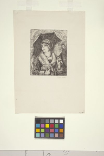 Einkäufer mit Regenschirm von Kenneth Hayes Miller