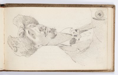 Skizzenbuchseite: Karikatur von Carolus-Duran von Kenyon Cox