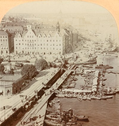 Hafen, Stockholm, Schweden, 1901 von Keystone View Company