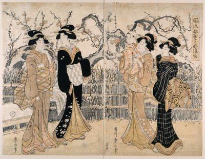 Eleganter Pflaumengarten von Kikukawa Eizan