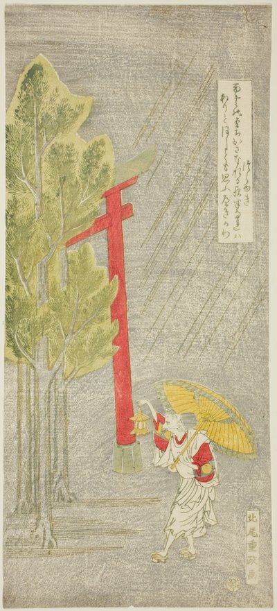 Nachtregen an einem Schrein von Kitao Shigemasa