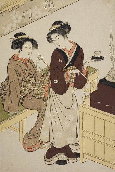 Das Sakuragawa-Teestube, ca. 1777 von Kitao Shigemasa