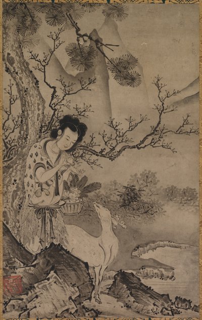 Weibliche Daoistische Figur in Landschaft von Koboku