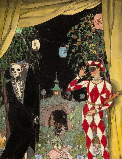 Harlekin und Tod, 1918 von Konstantin Andreevic Somov