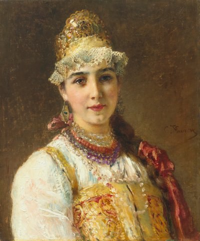 Frau eines Bojaren, 1880er Jahre von Konstantin Egorovich Makovsky