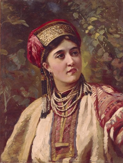 Mädchen in traditioneller Kleidung von Konstantin Egorovich Makovsky