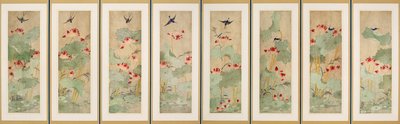 Lotusblumen und Vögel von Korean School