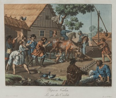 Jungen spielen Knöchelchen Babki, ca. 1812 von Korneev