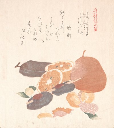 Orangen und getrocknete Kakis von Kubo Shunman