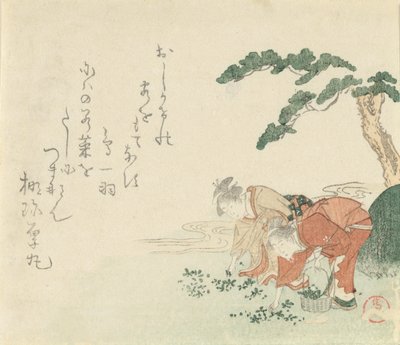 Zwei Mädchen sammeln Neujahrskräuter, 1797 von Kubo Shunman