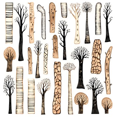 Baumstammabschnitte, Boho-Clipart, Boho-Zeichnungsmuster, Boho-Stamm 2 von Kurt Heppke