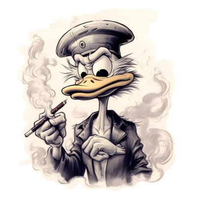 Dagobert Duck raucht einen großen Marihuana-Joint von Kurt Heppke