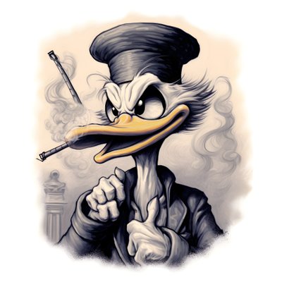 Dagobert Duck raucht einen großen Marihuana-Joint von Kurt Heppke