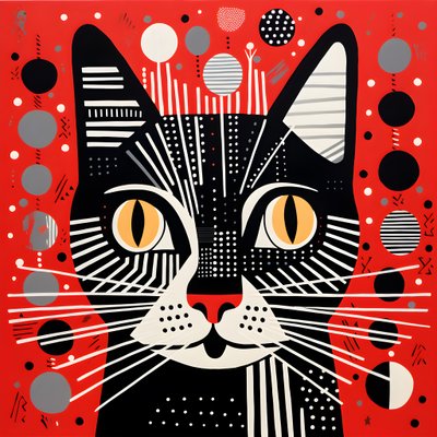 Katze in schwarzen und roten Streifen von Kurt Heppke