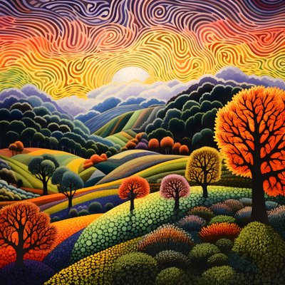 Landschaft mit Bäumen und Hügeln von Kurt Heppke