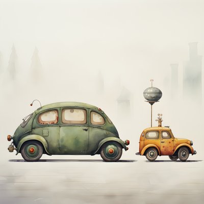 ein großes und ein kleines Auto von Kurt Heppke