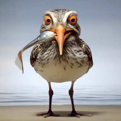 ein Strandläufer hält einen Fisch 1 von Kurt Heppke