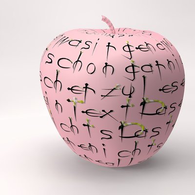 Gerahmter Apfel mit Buchstaben II von Kurt Heppke