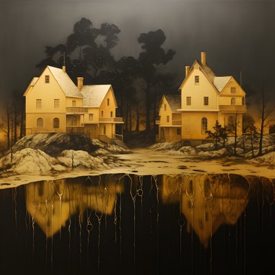 zwei Häuser in Gold von Kurt Heppke