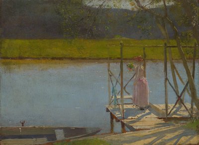 Frau neben einem Boot, ca. 1875-85 von Laszlo Mednyanszky