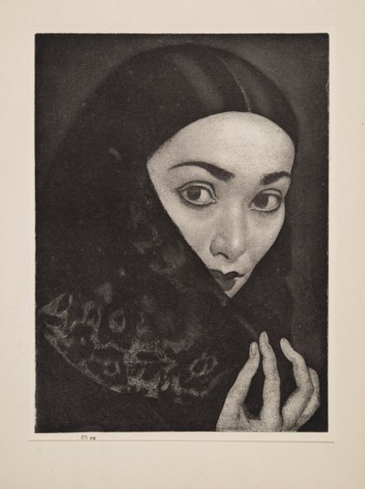 Dame mit einem Schal, veröffentlicht 1926 von Laura Knight