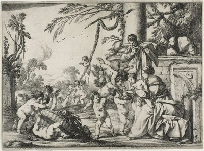 Die Heilige Familie mit Putti von Laurent de la Hyre