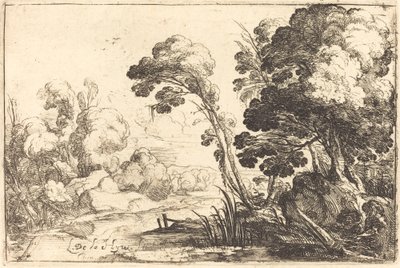 Bewaldete Landschaft mit einem Fluss von Laurent de la Hyre