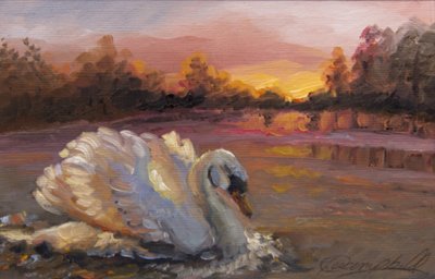 Schwan bei Sonnenaufgang, 2016 von Lee Campbell