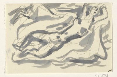 Nackte Frau und Pferd im Meer von Leo Gestel