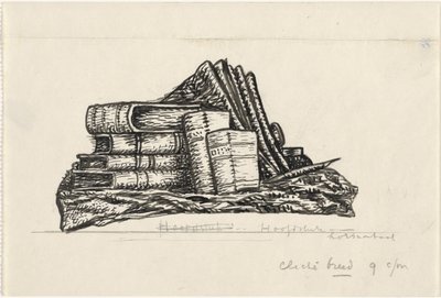 Stapel Bücher und Schreibwaren von Leo Gestel