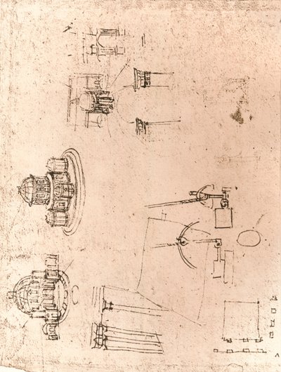 Zeichnung der kirchlichen Architektur, um 1472-1519, 1883 von Leonardo da Vinci