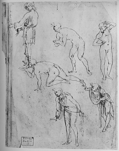 Sechs Studien von Figuren, 1481-1483 1945 von Leonardo da Vinci