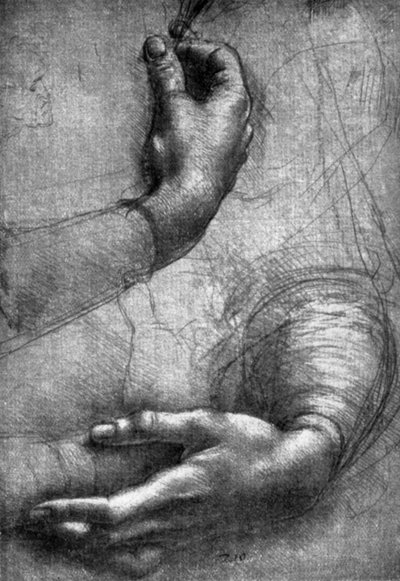 Studie von Händen, 15. Jahrhundert 1930 von Leonardo da Vinci