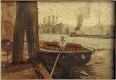 Schute an der Pier von Leonhard Sandrock