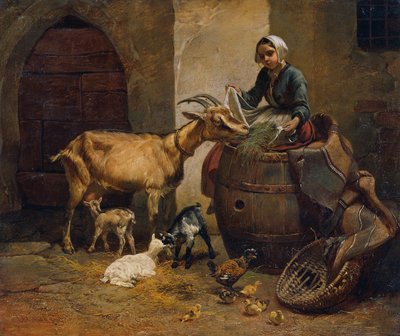 Mädchen mit Ziege von Leopold Brunner d. J.