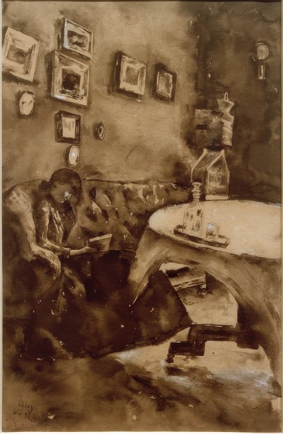 Interieur mit lesender Dame von Lesser Ury