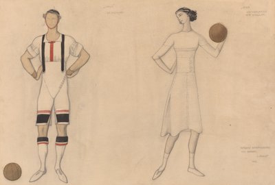 Kostümstudie für "Jeux" von Lev Samoilovich Bakst
