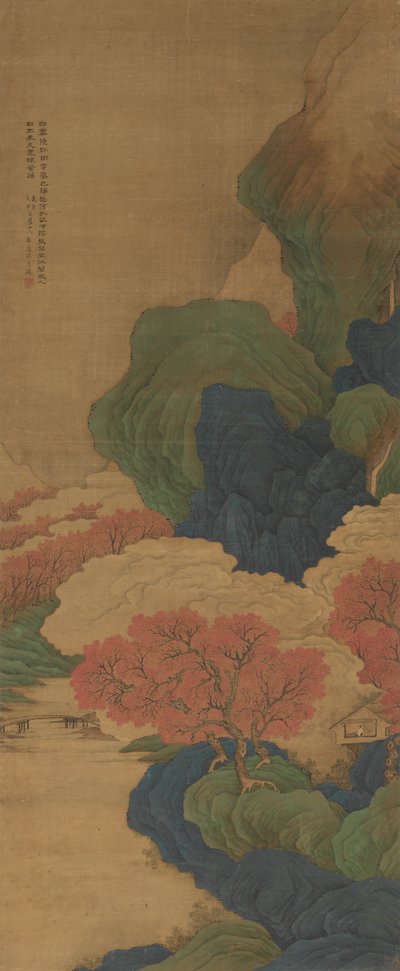 Weiße Wolken und rote Bäume, 1788 von Li Jian