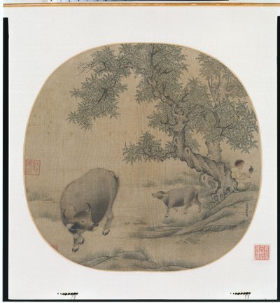 Mann, Büffel und Kalb von Li You
