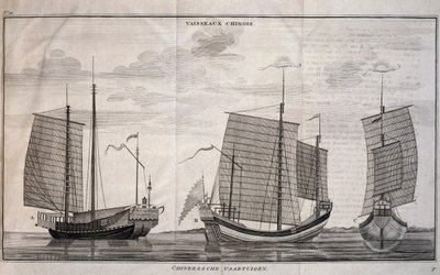 Segelboote in Macao, Gravur von Unbekannt Unbekannt