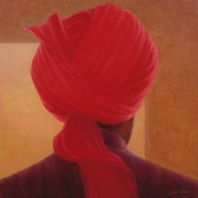 Roter Turban auf Amber, Deoghar von Lincoln Seligman