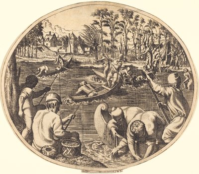 Angelszene von Léon Davent after Francesco Primaticcio