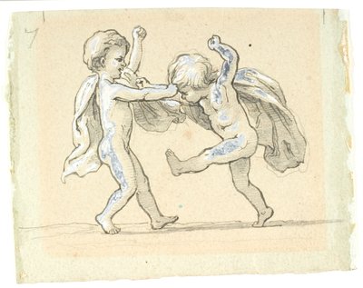 Vignette mit zwei kämpfenden Kindern von Lorenz Frølich