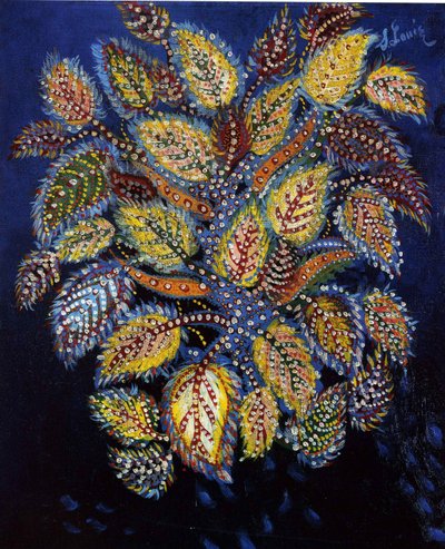 Gefleckte Blumen auf blauem Grund, 1929 von Louis