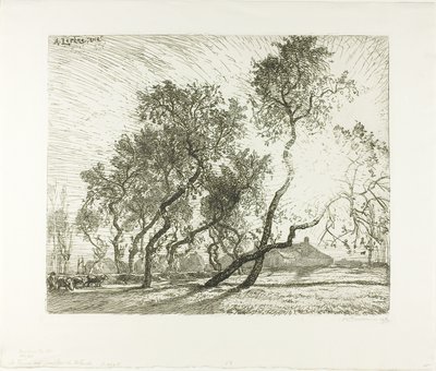 Bauernhof mit niederländischen Pappeln von Louis Auguste Lepère