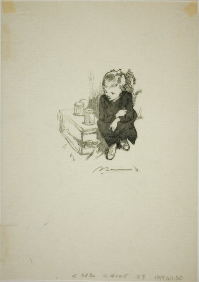 Der Junge mit der Blindschleiche von Louis Auguste Lepère