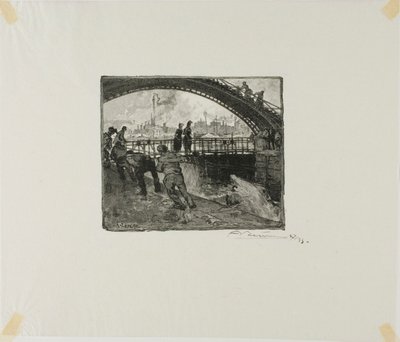 Schleuse des Canal Saint-Martin von Louis Auguste Lepère