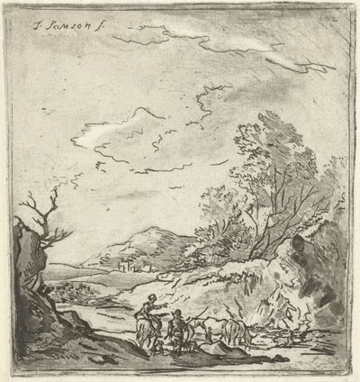 Landschaft mit Reiter und Hirte von Louis Bernard Coclers