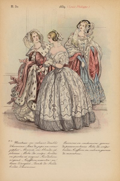 Französische Mode: 1839, Louis-Philippe (Farblithographie) von Louis Colas